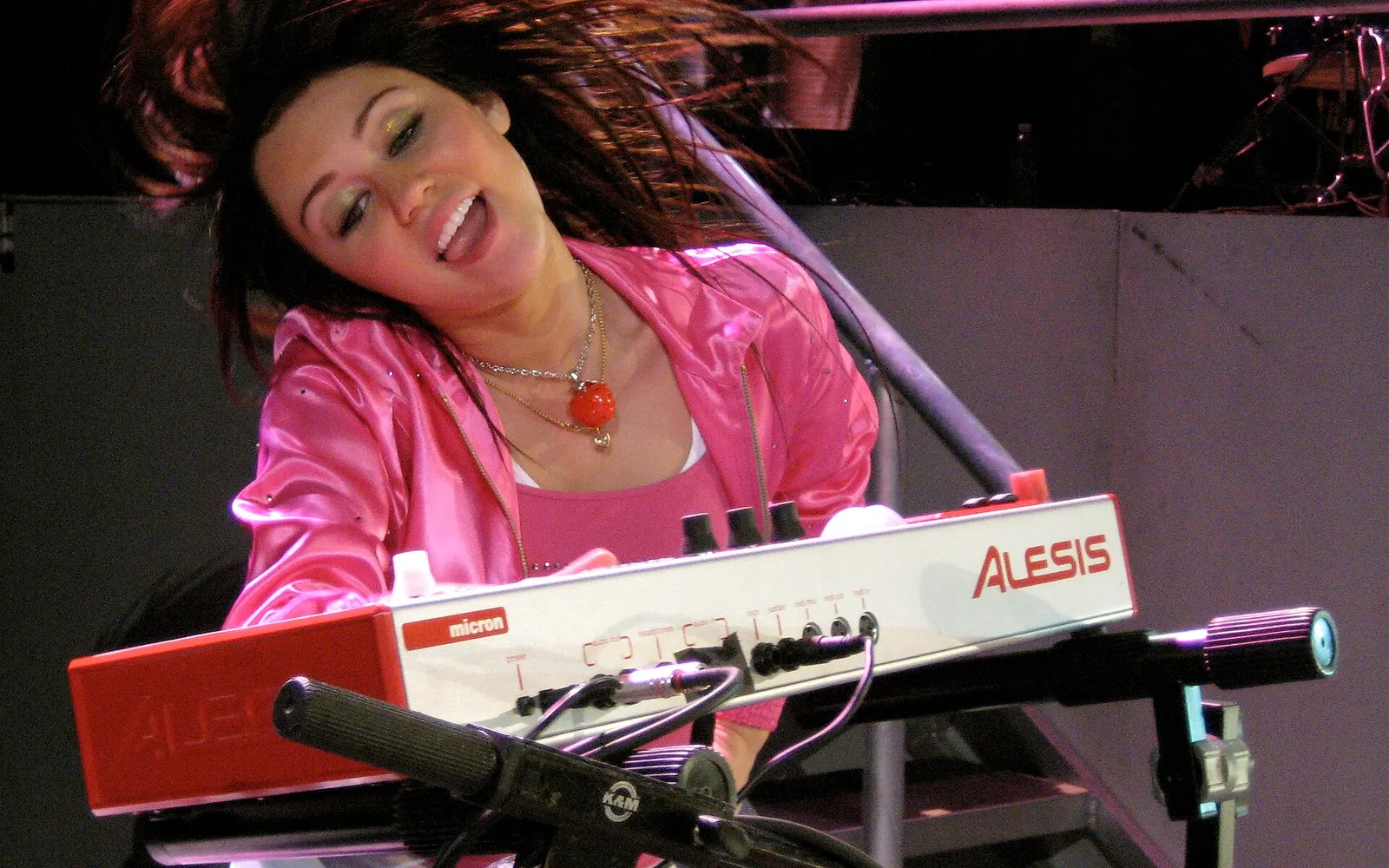 Miley Cyrus performing in 2008