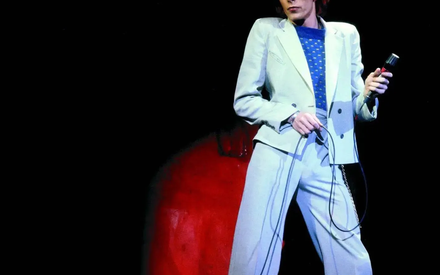 David Bowie performing during the Diamond Dogs Tour in 1974